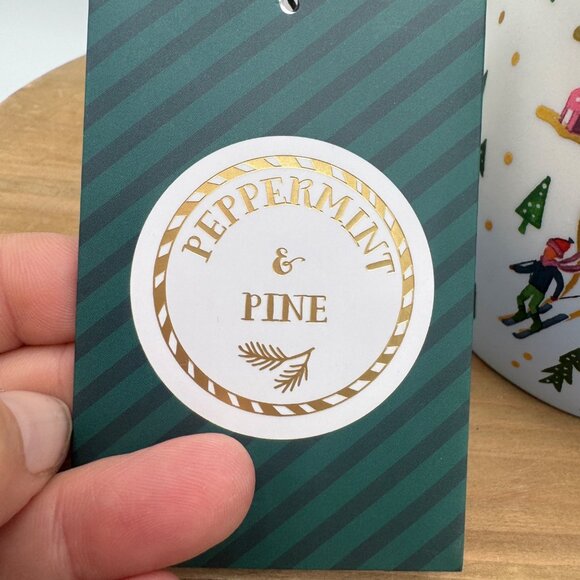 Peppermint & Pine Cup Mug Winter’s Scene Ice Skating Country Whimsical Rifle pap - Picture 2 of 12